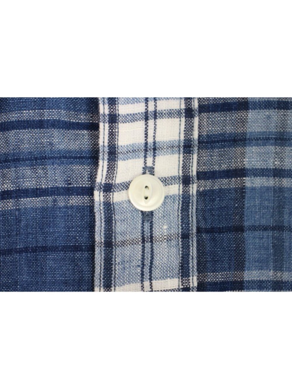 Polo Ralph Lauren Mens 2XL Indigo Linen Plaid Pullover Button Up Shirt G1454 - Picture 4 of 6